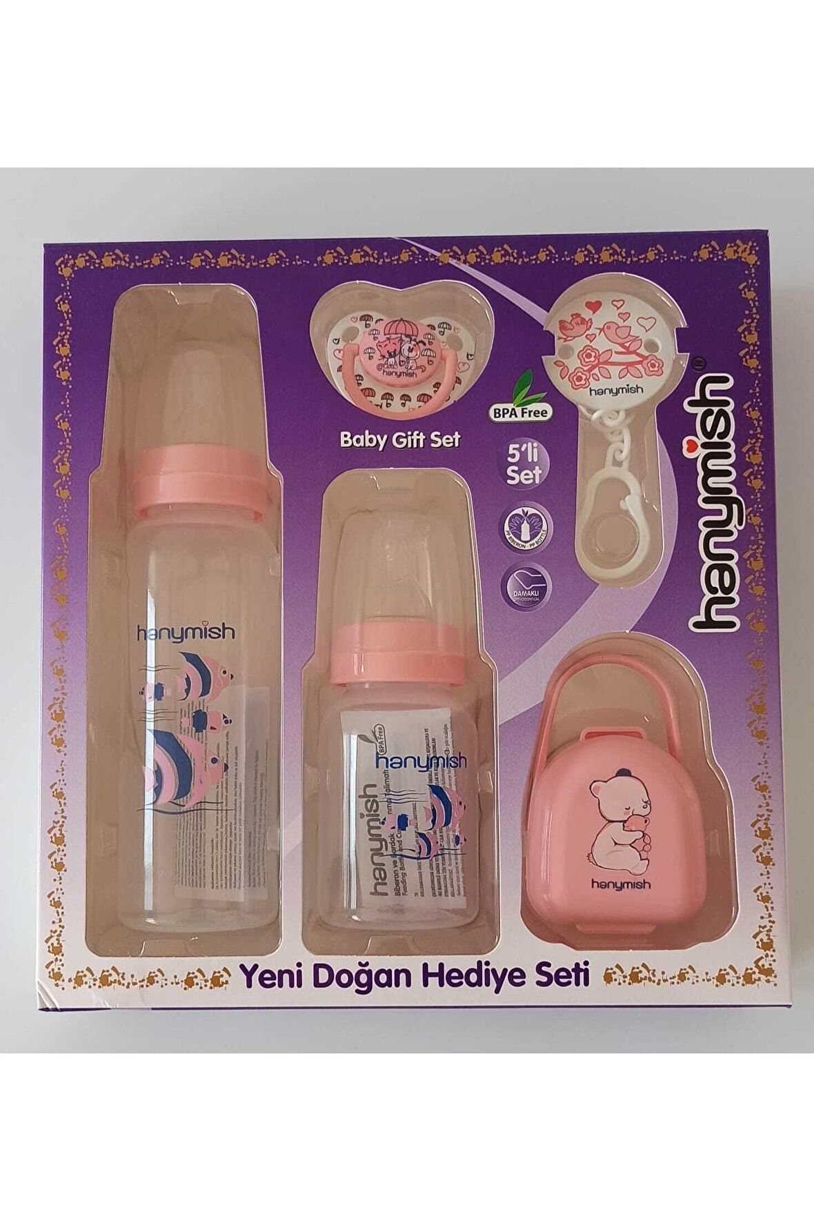 Hanymish Yenidoğan PP Hediye Seti 5'li - Pembe 654