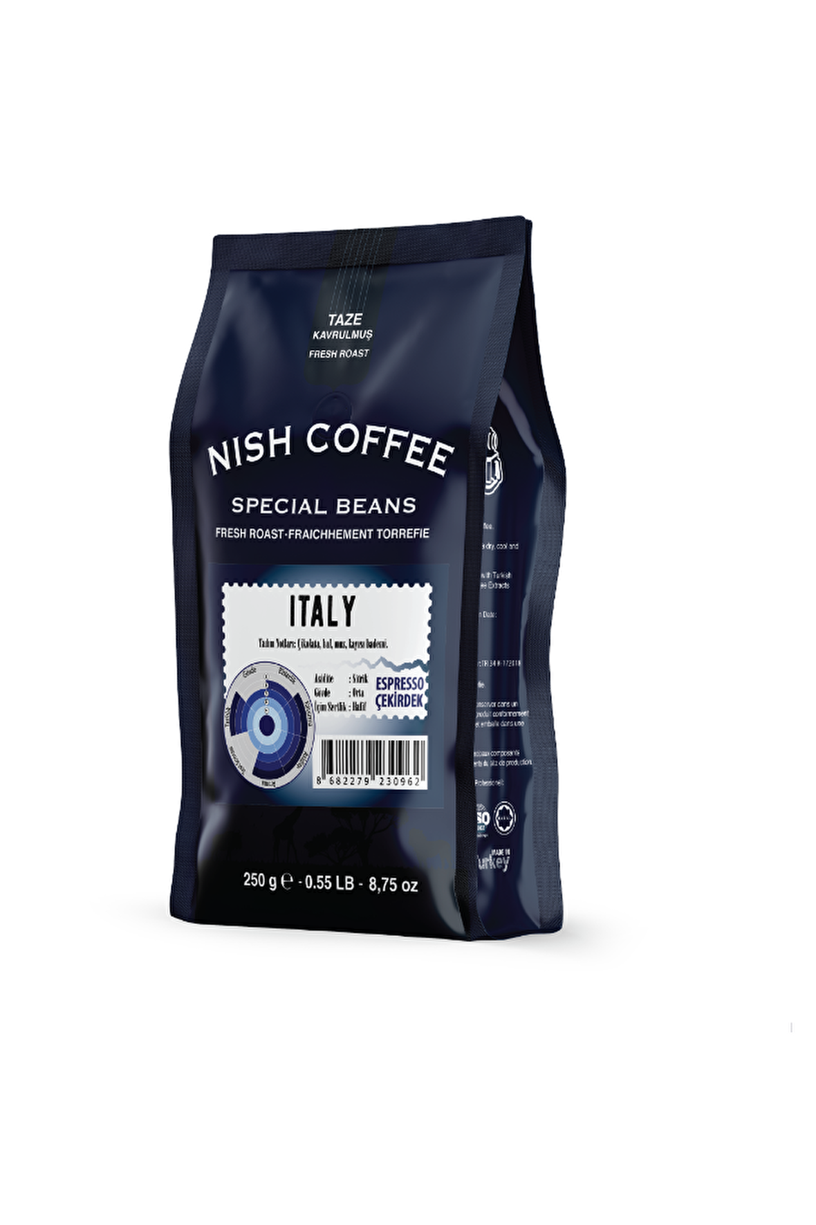 Nish Kahve Espresso Italy Orta Sert-Sert İçim Espresso Kenya Çekirdek Kahve 250 gr