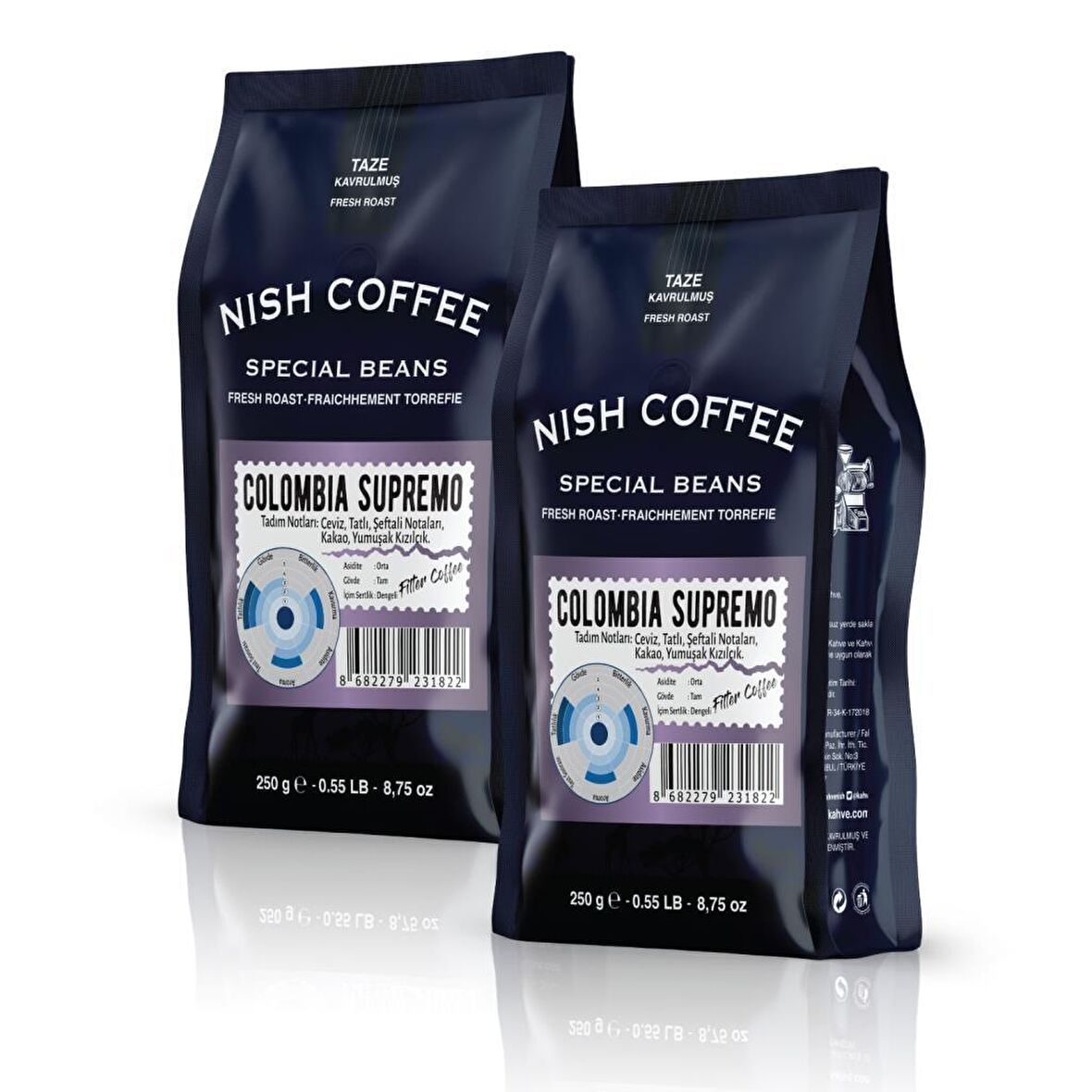 Nish Kahve Colombia Supremo Yumuşak İçim Kağıt Filtre Medellin Filtre Kahve 2 x 250 gr