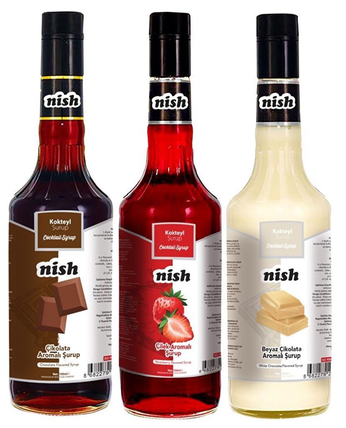 Nish Çikolata Çilek Beyaz Çikolata Şurupları 3 x 700 ml