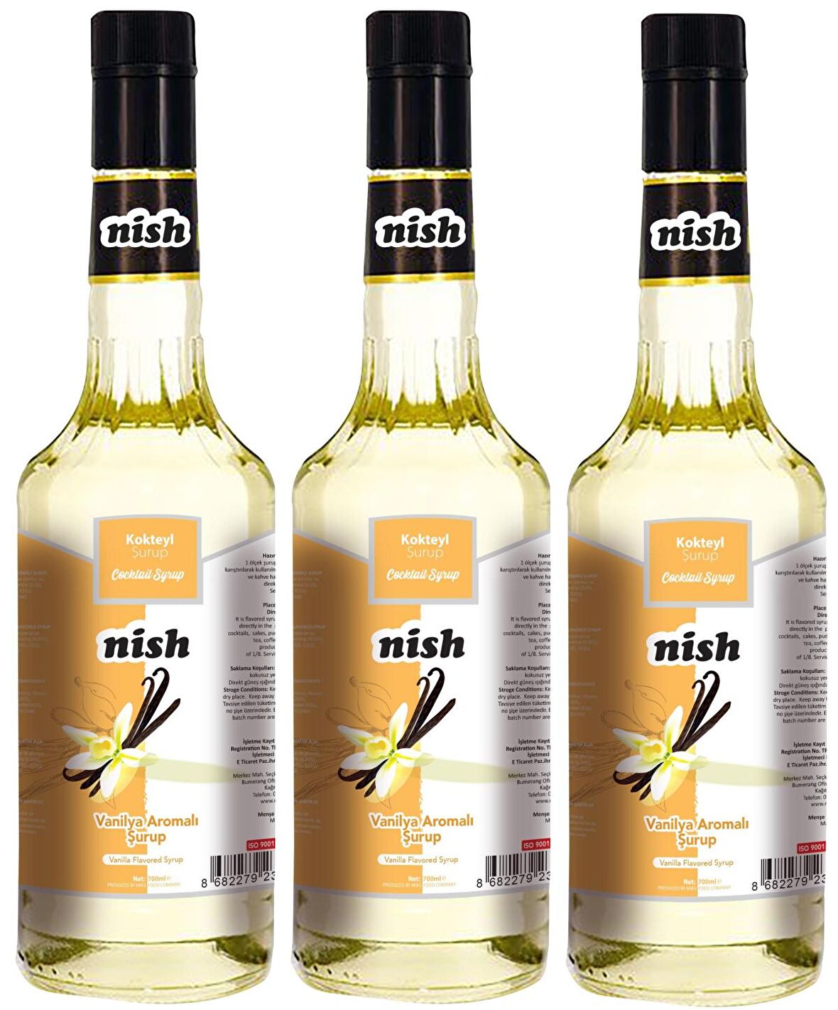 Nish Vanilya Aromalı Şurup 3 x 700 ml