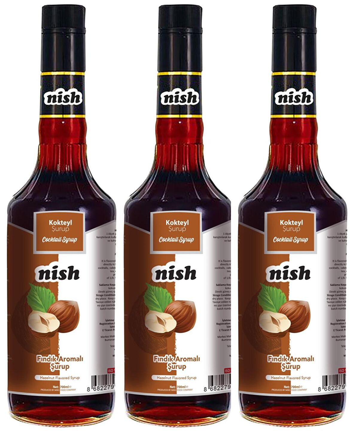 Nish Fındık Aromalı Şurup 3 x 700 ml