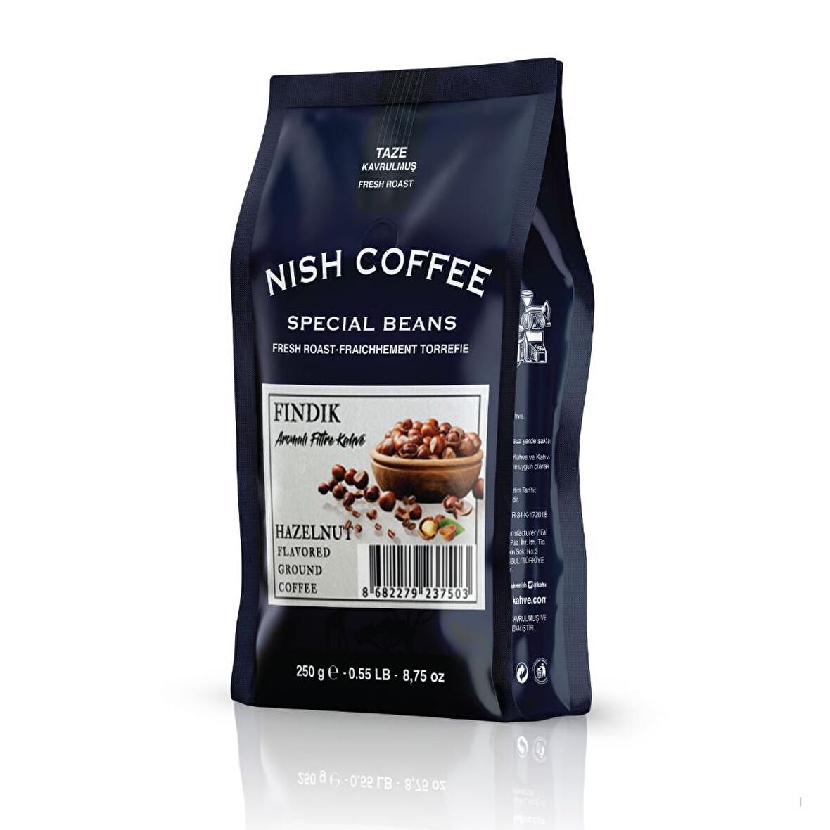 Nish Kahve Hazelnut Orta Sert-Sert İçim Öğütülmüş Filtre Kahve 250 gr