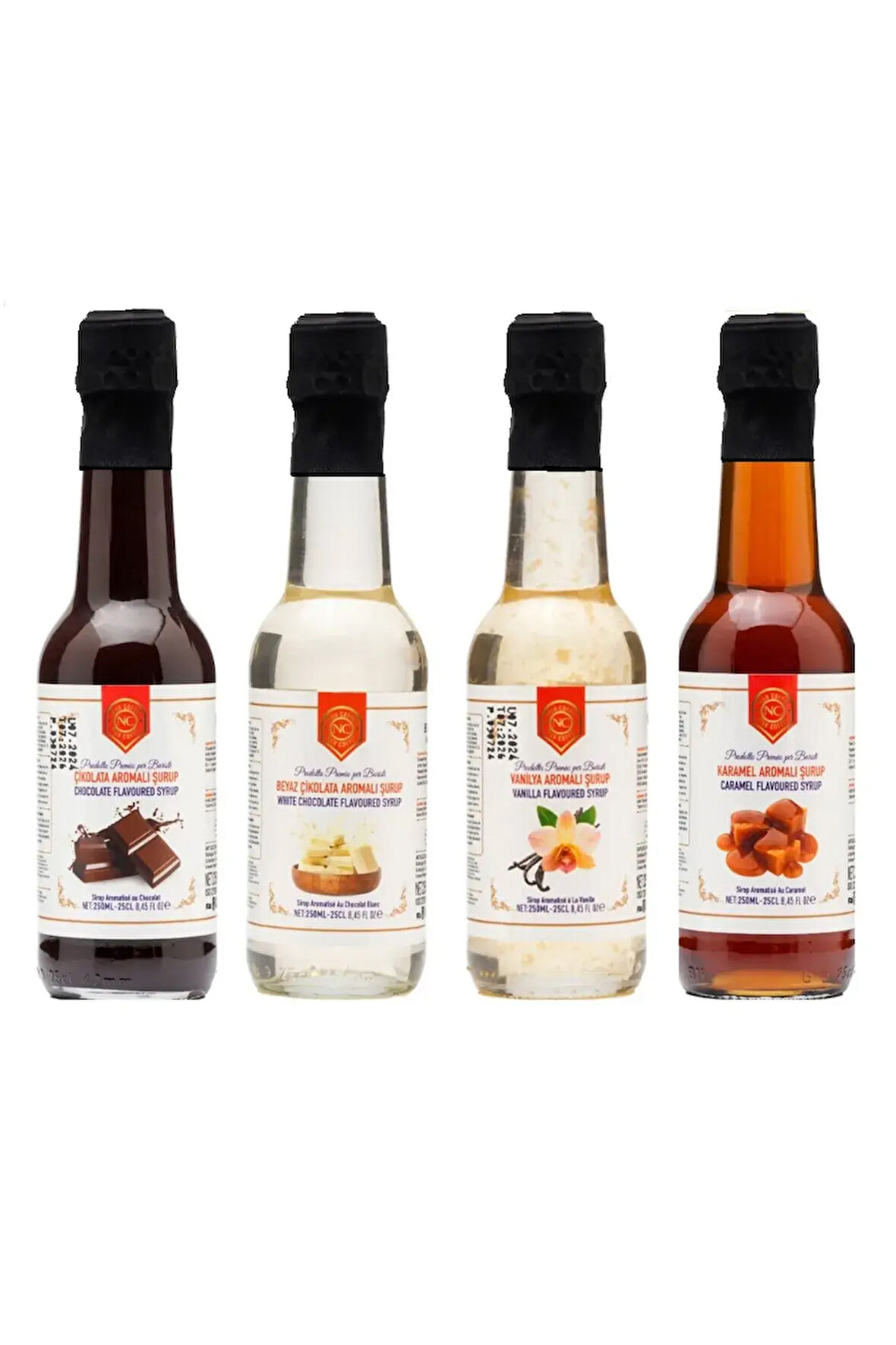 Nish Vanilya, Karamel, Beyaz Çikolata, Çikolata Aromalı Şurup 4x250 ML - Pet Şişe