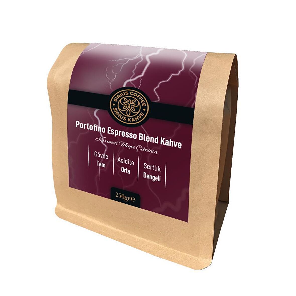 Sirius Kahve Premium Espresso Blend Portofino Orta Sert-Sert İçim Espresso Portofino Filtre Kahve 250 gr