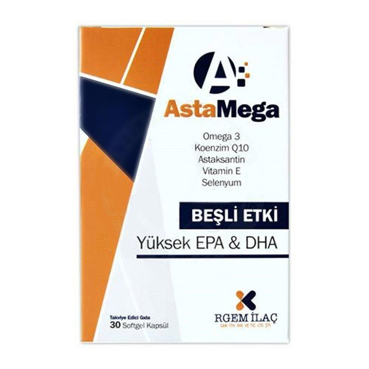 Astamega Omega3, Koenzim Q10, Astaksantin, Vitamin E, Selenyum 30 Kapsül