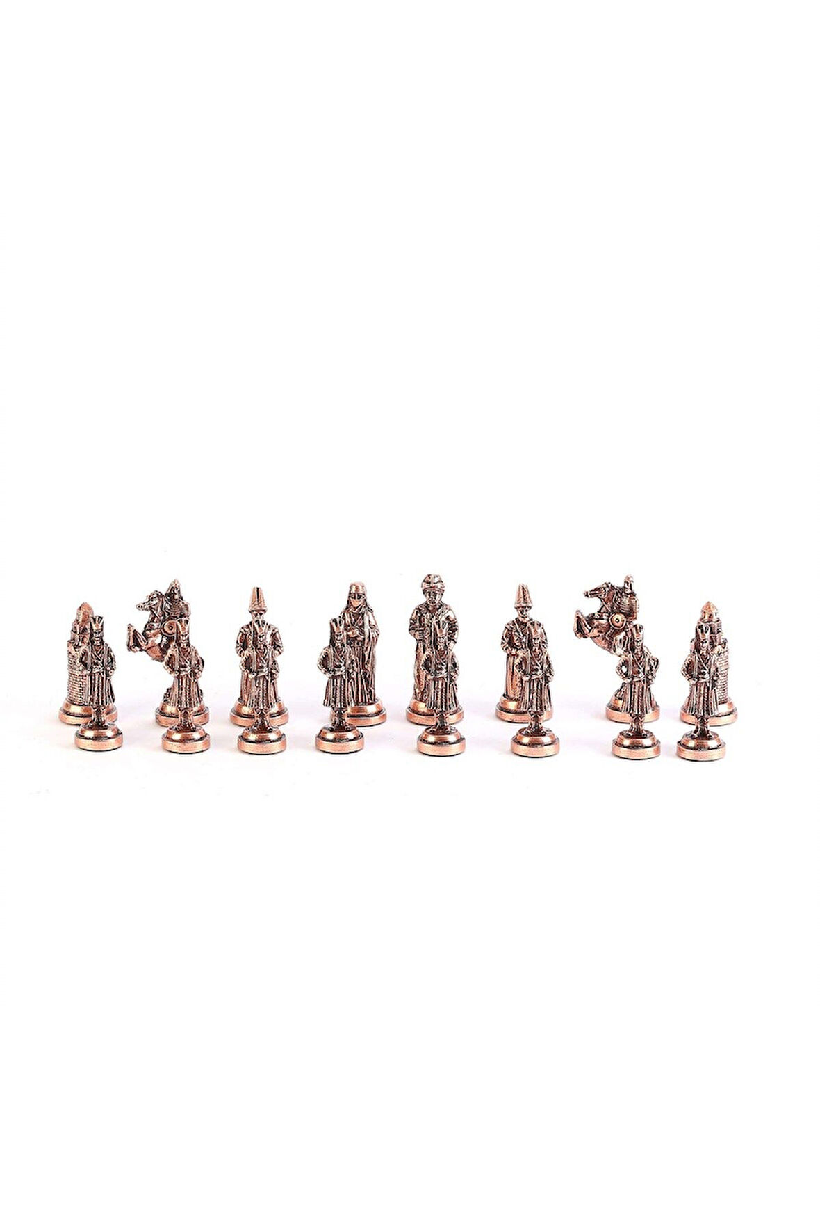 Gift Home Büyük Boy Metal Osmanlı Bizans Satranç Takımı Antik Ve Ceviz Desenli Mdf Ahşap Satranç Tahtası (37x3