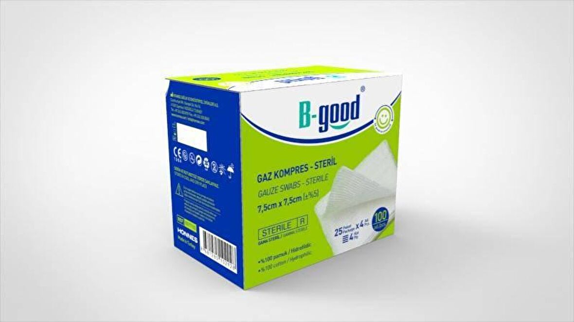 B-Good Gaz Kompres 7,5cm x 7,5cm 100 Lü