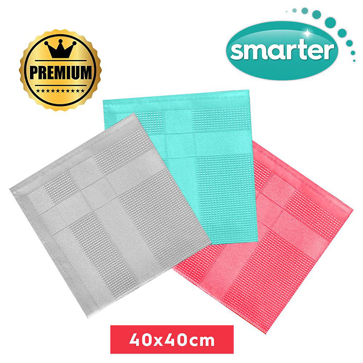 SMARTER PREMİUM 3'LÜ MİKROFİBER TEMİZLİK BEZİ (40x40)