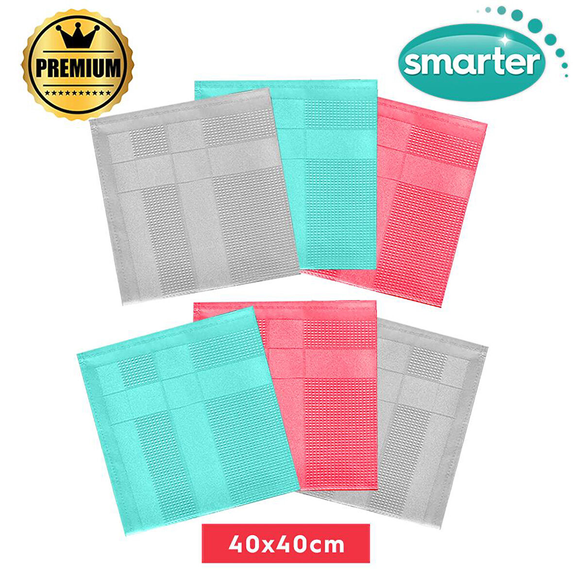 SMARTER PREMİUM 6LI MİKROFİBER TEMİZLİK BEZİ (40x40)