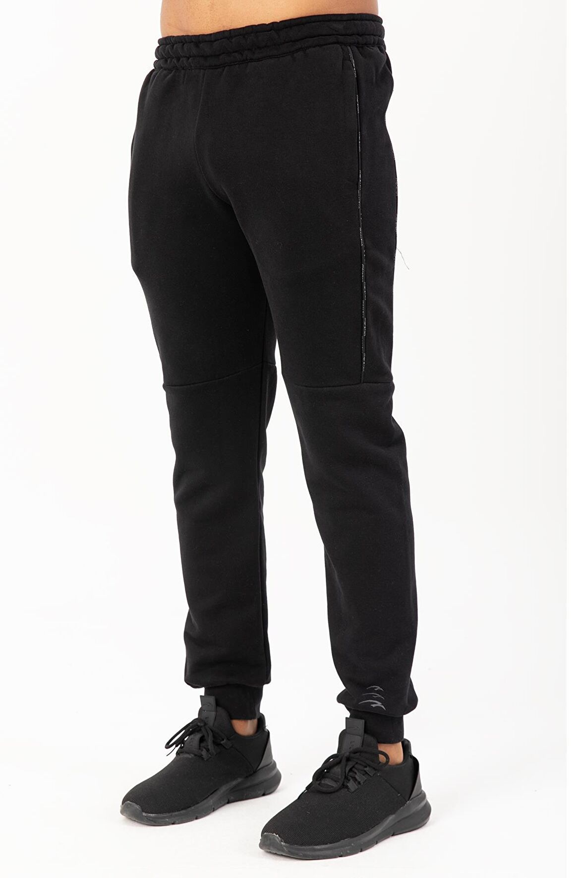 Maraton Sportswear Comfort Erkek  Ribana Paça  Basic Siyah Eşofman Altı 21829