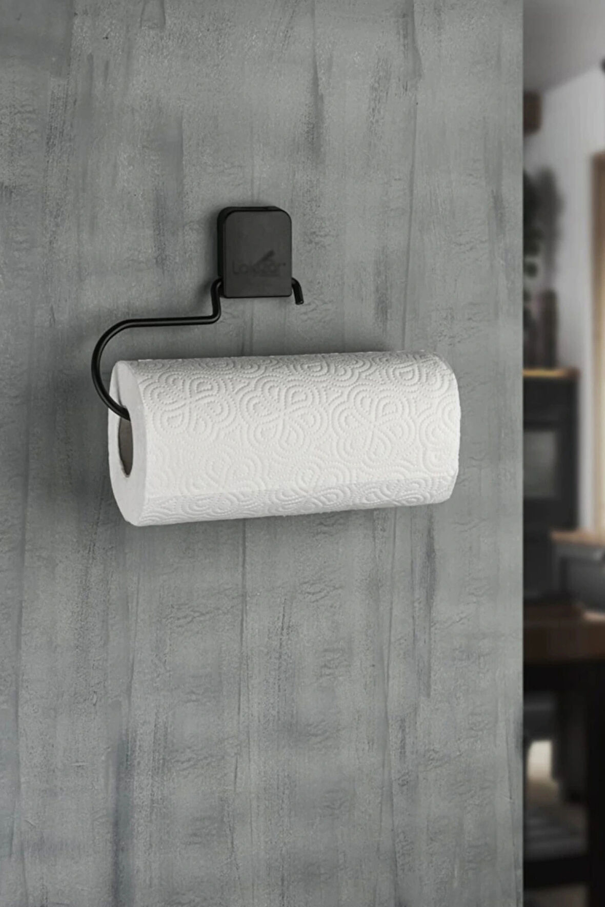 Yapışkanlı Siyah Kağıt Rulo Havluluk, Peçetelik, Yapışkanlı Tasarım, Banyo Askısı