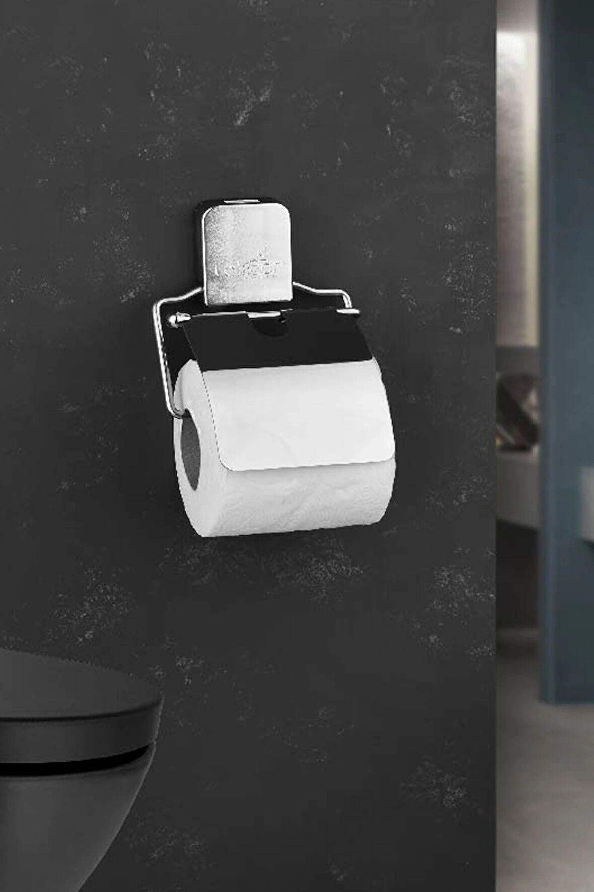 Metal Kapaklı Yapışkanlı Tuvalet Kağıdı Askısı Banyo Tuvalet Kağıtlığı Aparatı Peçetelik Organizer Plastik