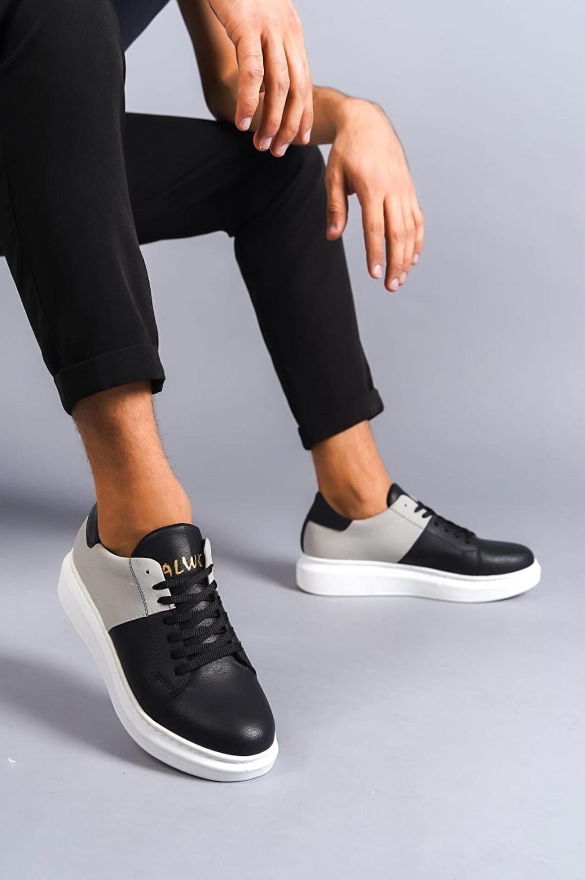 Middles Bağcıklı Erkek Günlük Sneaker Ayakkabı ST Siyah