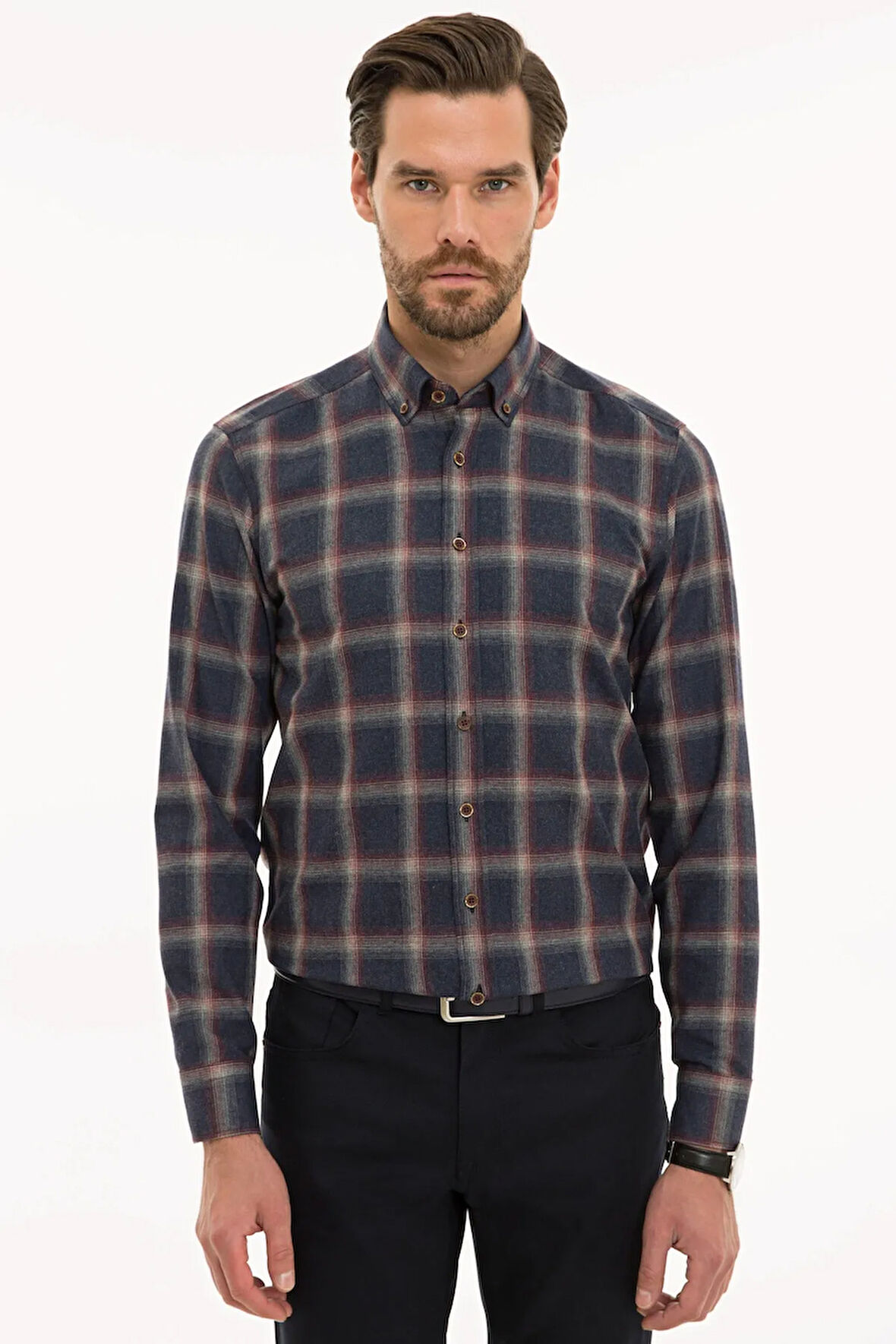 Erkek Bordo Slim Fit Gömlek