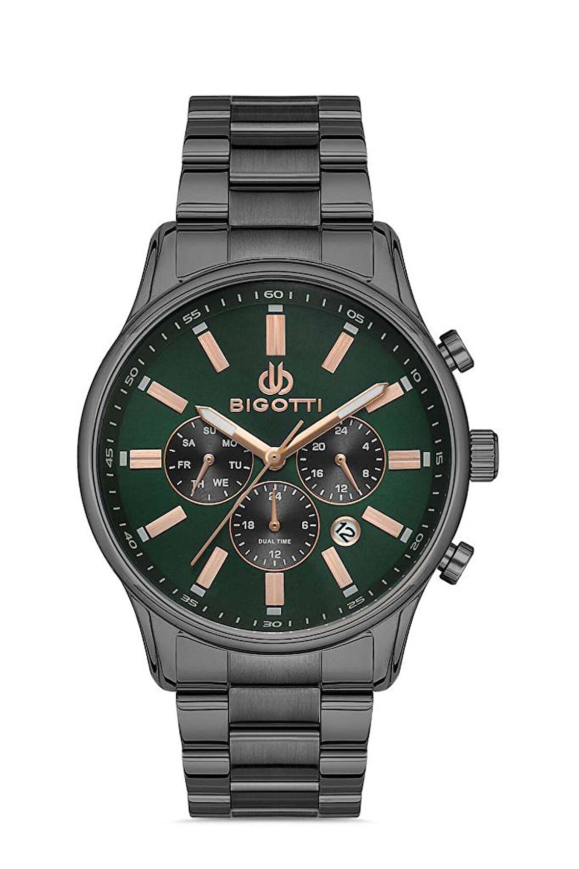 Bigotti BG.1.10374-5 Tüm Fonksiyonları Aktif Çelik Kaplama 5 ATM Suya Dayanıklı Füme Renk Erkek Kol Saati