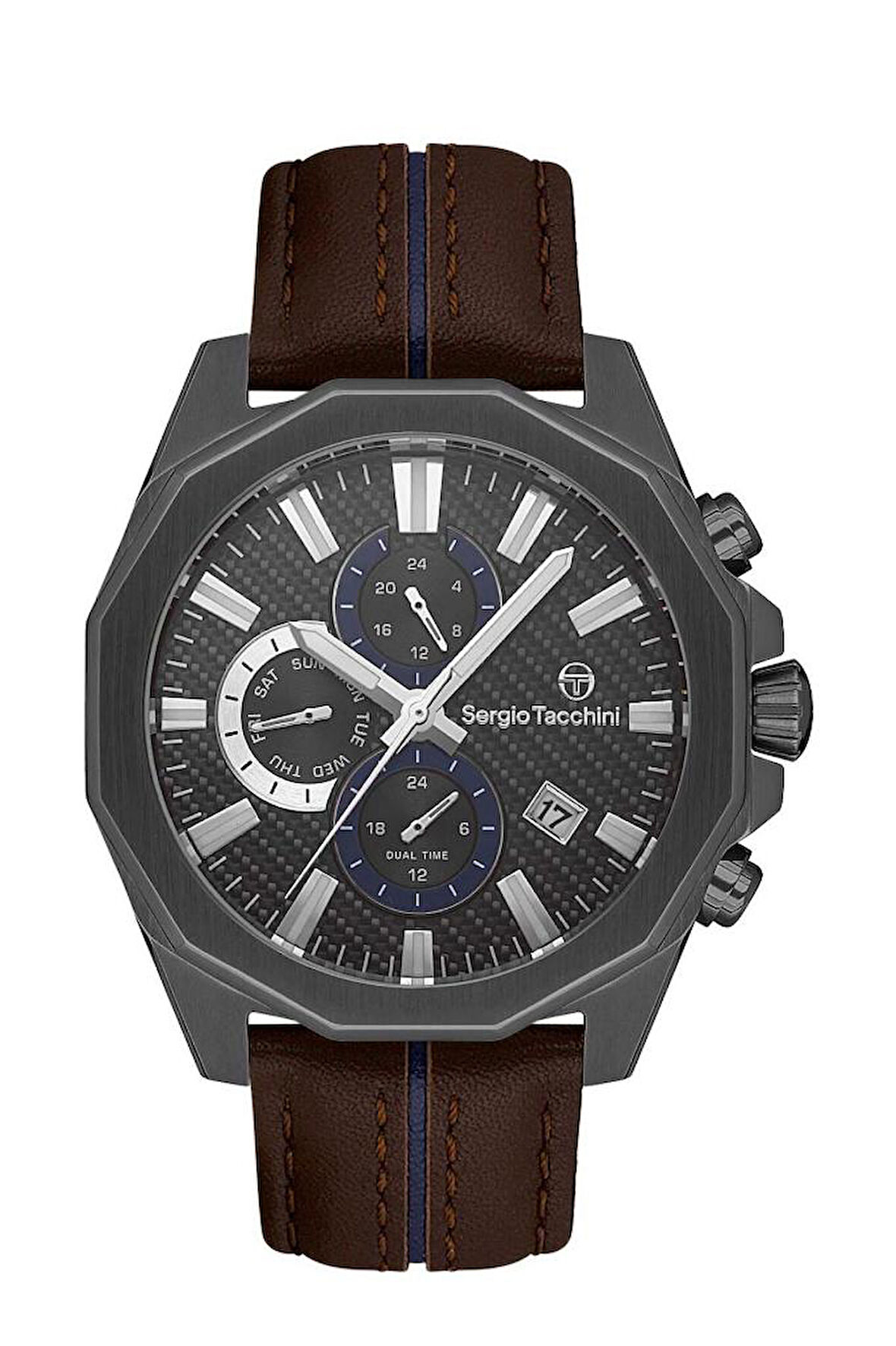 Sergio Tacchini ST.1.10373.4 Deri Kordon Fonksiyonlar Aktif Kahverengi Erkek Kol Saati
