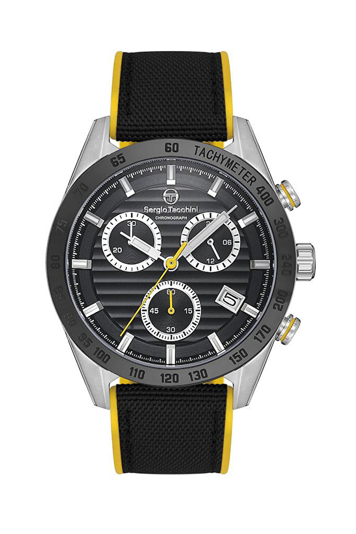 Sergio Tacchini ST.1.10421-2 Fonksiyonlar Aktif Tachymeter Silikon Kordon  Siyah Erkek Kol Saati