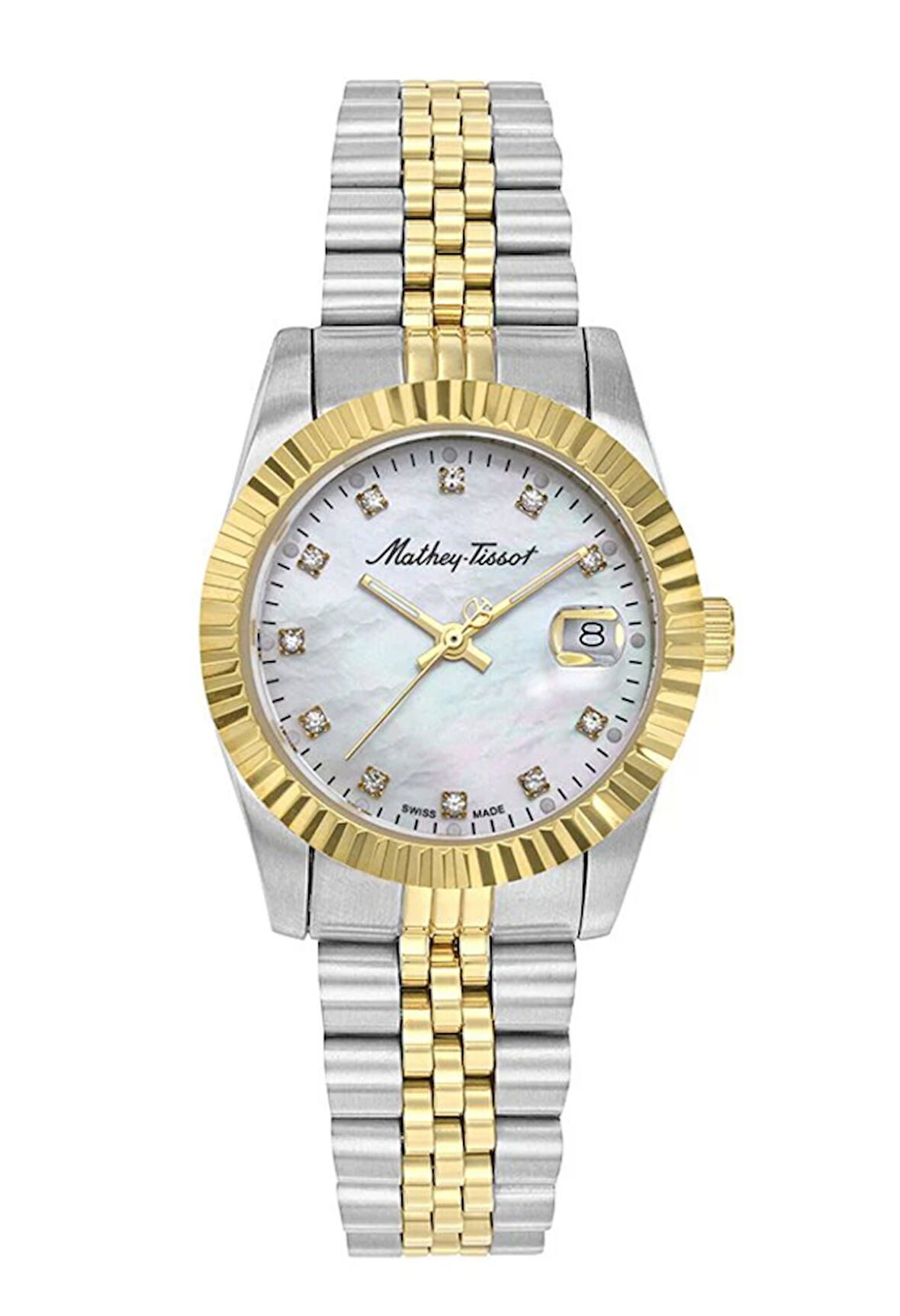 Mathey Tissot D910BI Swiss Made Çelik Kordon 5 ATM Suya Dayanıklı Metal-Altın Renk Kadın Kol Saati