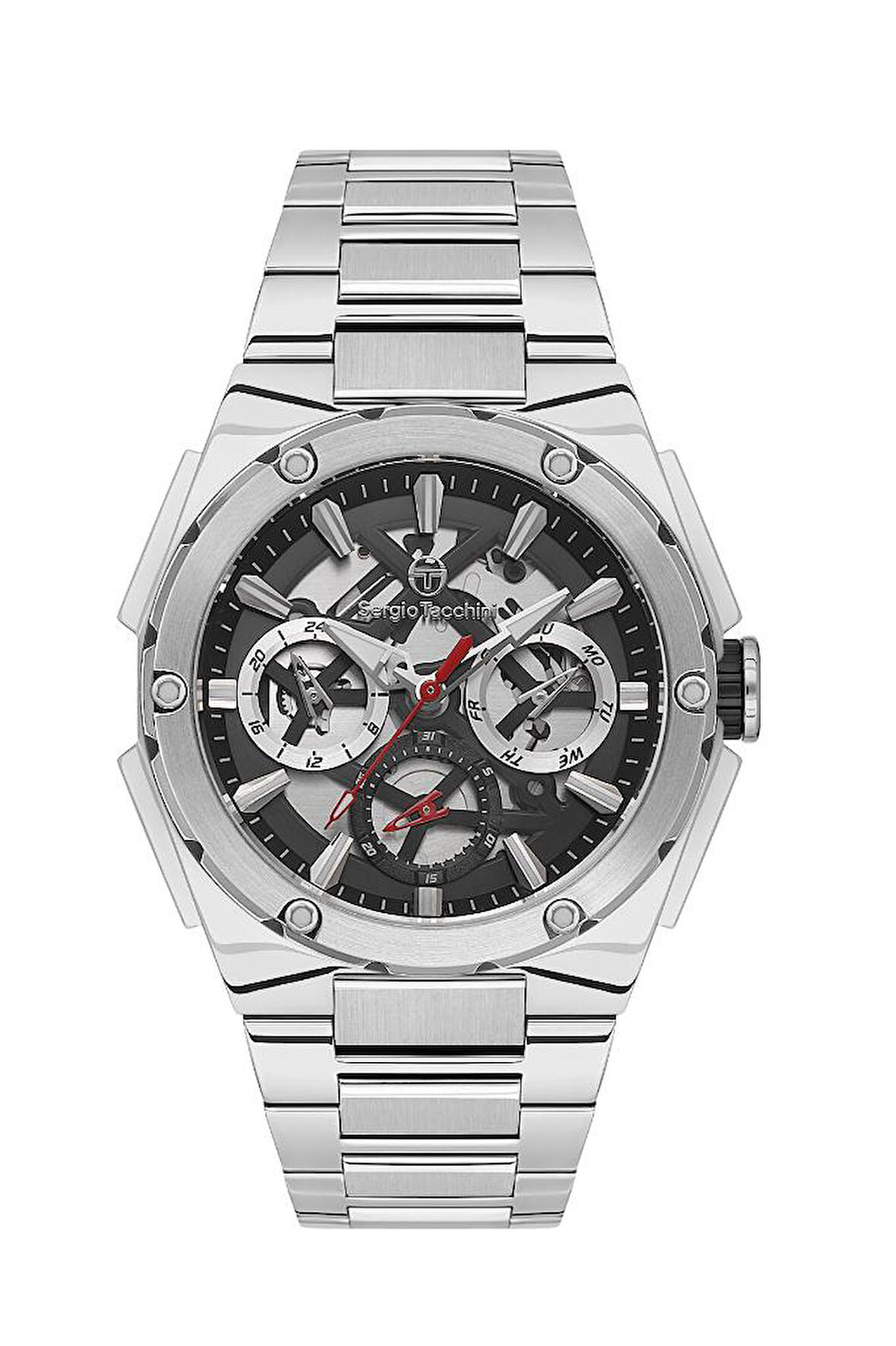 Sergio Tacchini ST.1.10437-1 Fonksiyonlar Aktif Çelik Kordon Suya Dayanıklı Metalik Renk Erkek Kol Saati