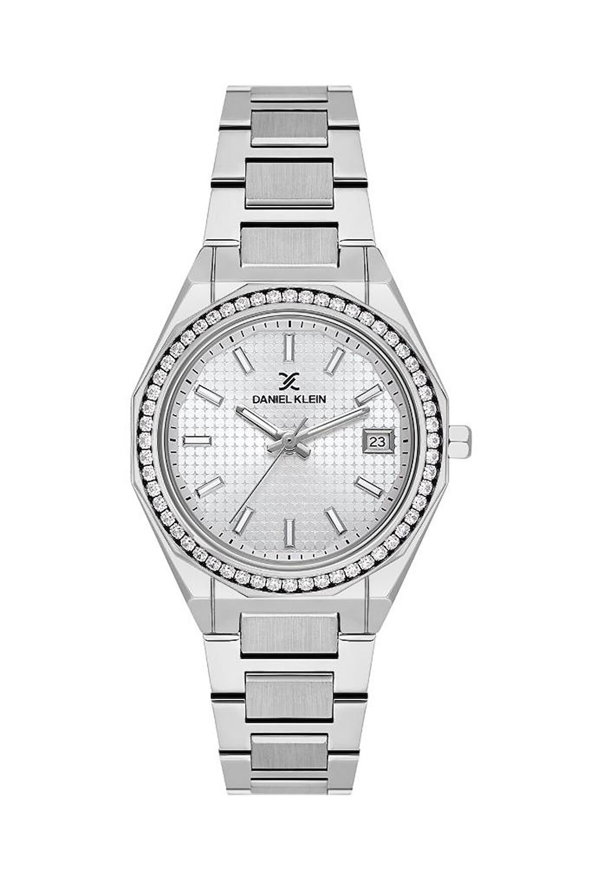 Daniel Klein DK.1.13716-1 Taşlı Tasarım Takvimli Suya Dayanıklı Metalik Renk Kadın Kol Saati