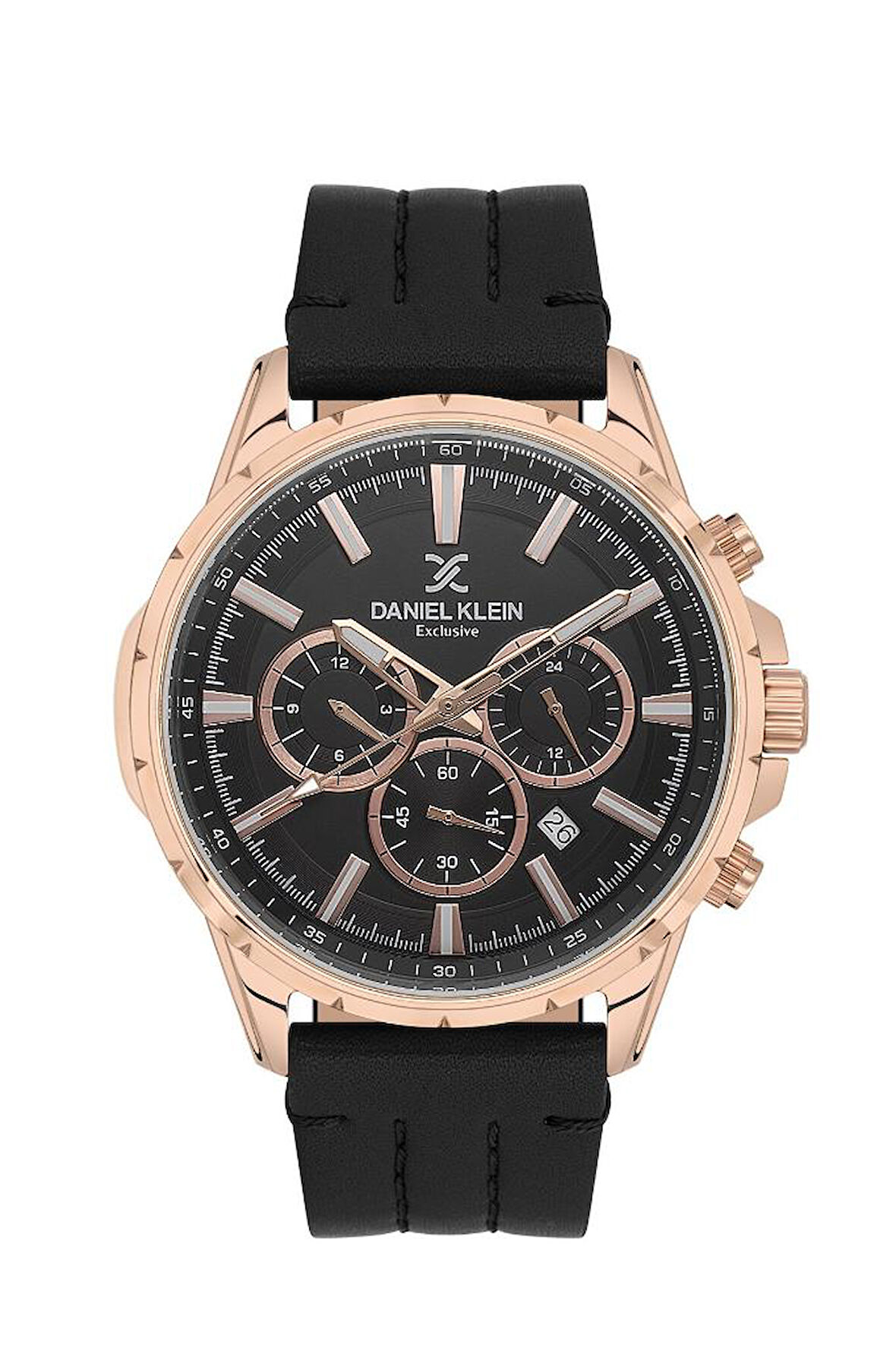 Daniel Klein DKE.1.10439.6 Tüm Fonksiyonları Aktif Deri Kordonlu Siyah Erkek Kol Saati
