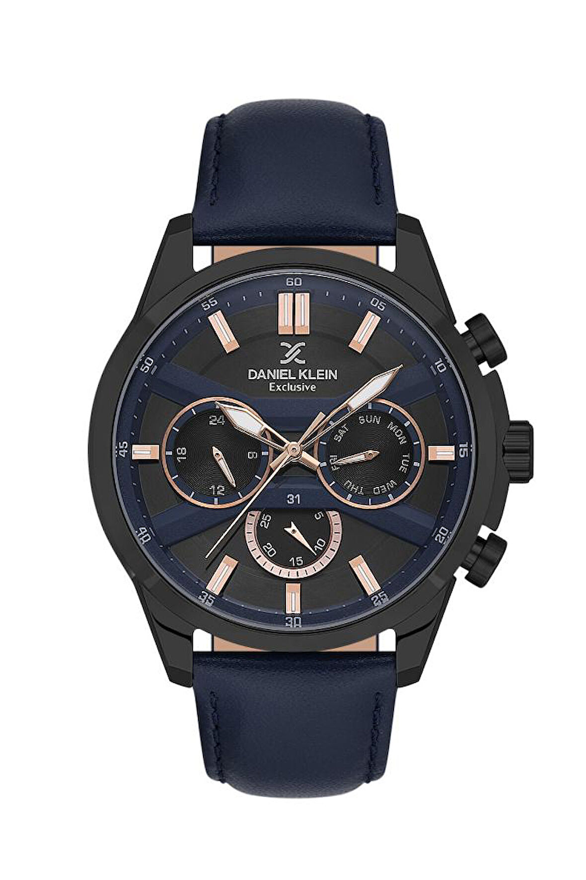 Daniel Klein DK.1.13794-5 Exclusive Tüm Fonksiyonları Aktif 5 ATM Suya Dayanıklı Deri Kordonlu Lacivert Erkek Kol Saati