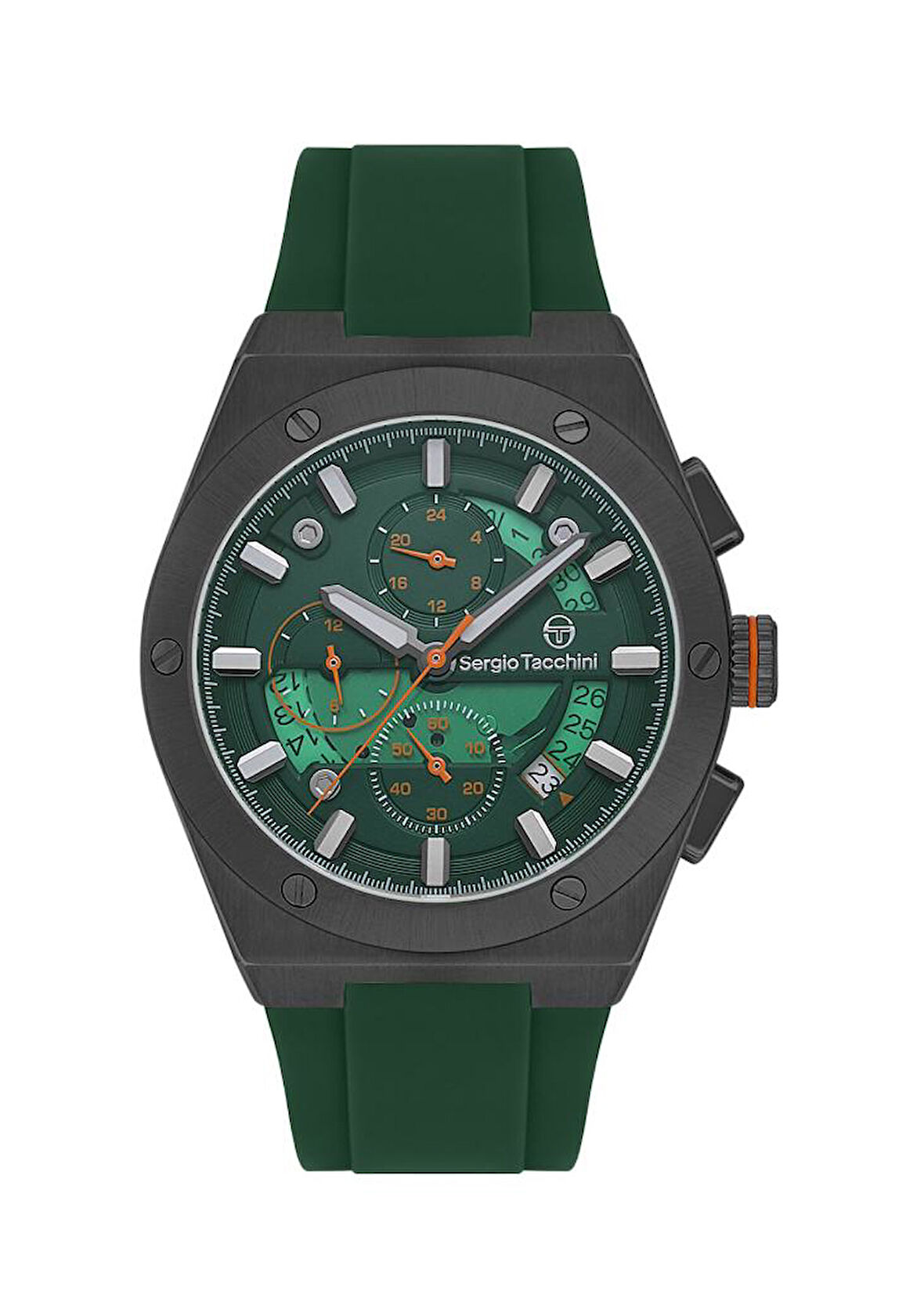 Sergio Tacchini ST.1.10449-4 Silikon Kordon Fonksiyonlar Aktif Suya Dayanıklı Yeşil Renk Erkek Kol Saati