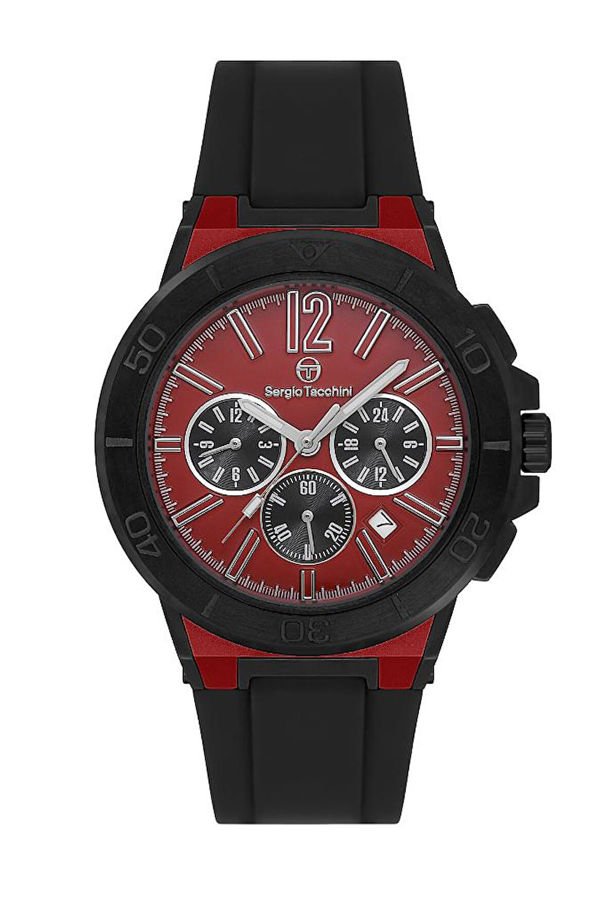 Sergio Tacchini ST.1.10458-2 Silikon kordon Fonksiyonlar Aktif Suya Dayanıklı Siyah Renk Erkek Kol Saati