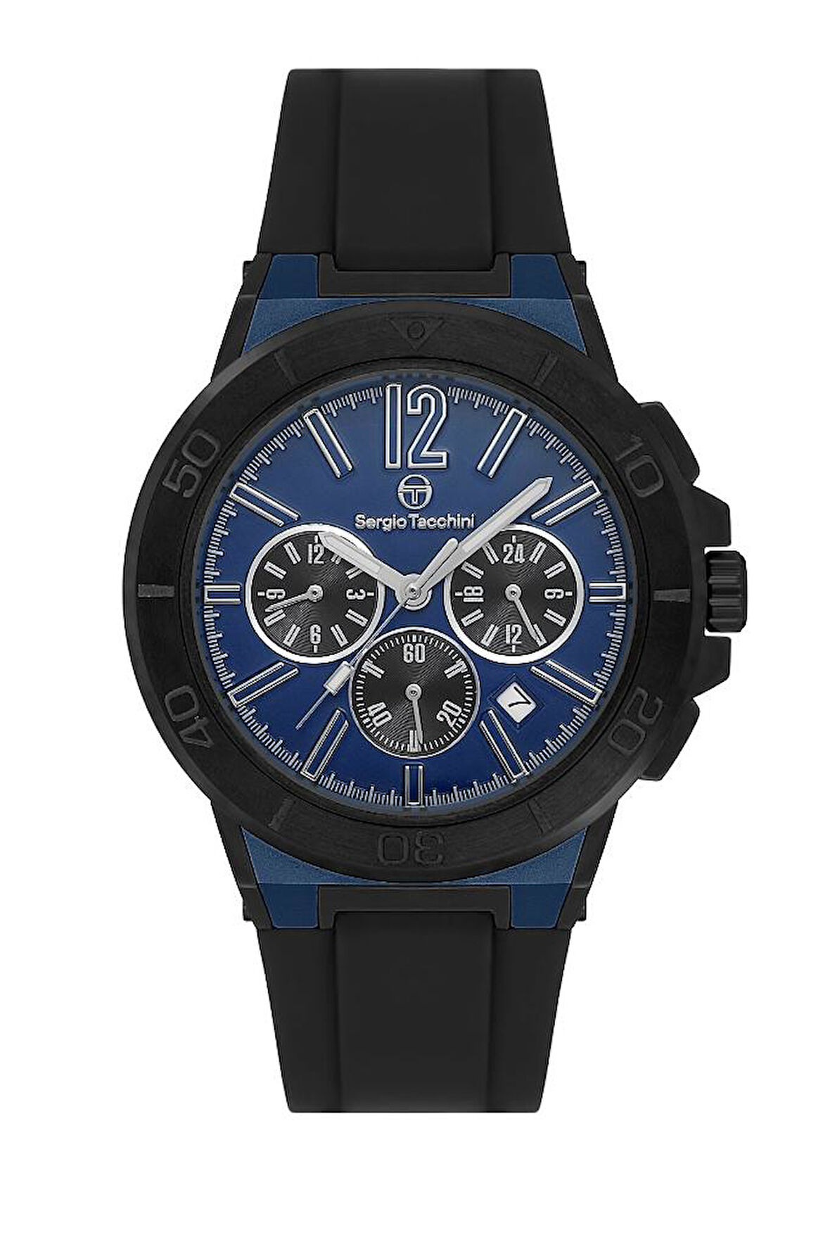 Sergio Tacchini ST.1.10458-3 Silikon kordon Fonksiyonlar Aktif Suya Dayanıklı Siyah Renk Erkek Kol Saati