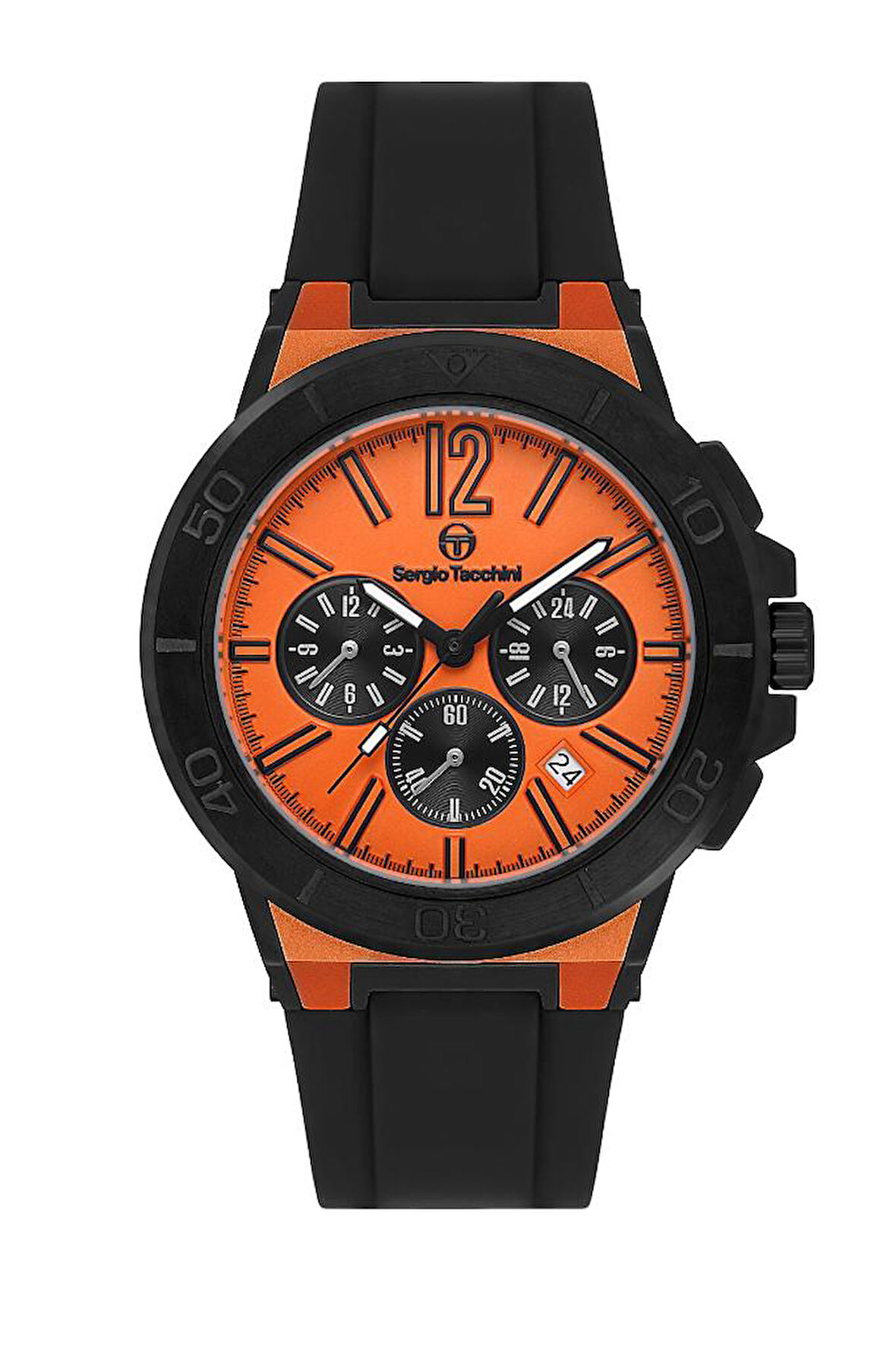 Sergio Tacchini ST.1.10458-6 Silikon kordon Fonksiyonlar Aktif Suya Dayanıklı Siyah Renk Erkek Kol Saati