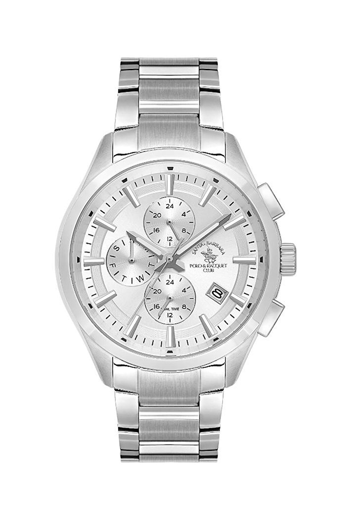 Santa Barbara Polo Racquet Club SB.1.10614-1 Tüm Fonksiyonları Aktif 5 ATM Su Geçirmezlik Değerine Sahip Çelik Kordon Çelik Kasa Metalik Renk Erkek Kol Saati