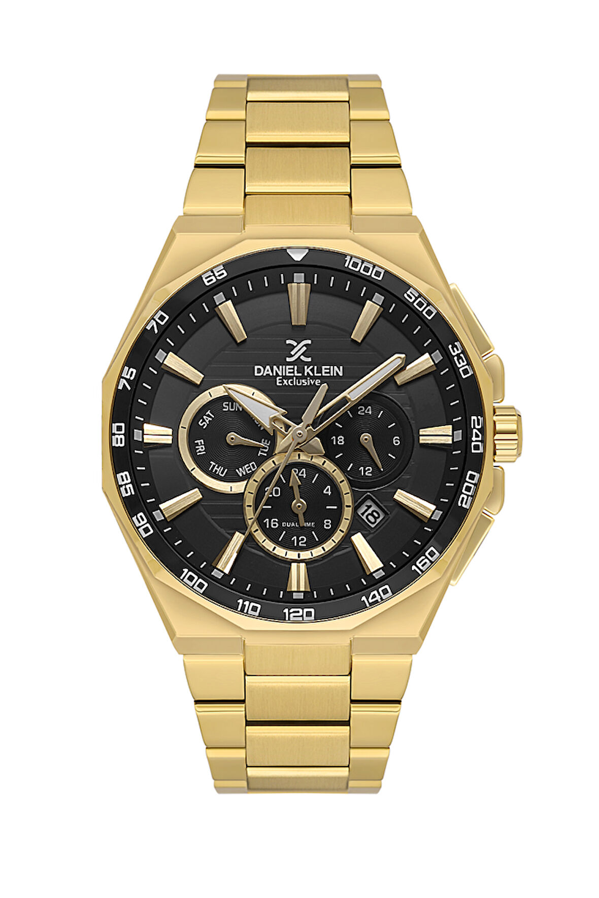 Daniel Klein DK.1.13977-5 Siyah Kadran Altın Kasa Altın Rengi Çelik Kordon 3 Atm Erkek Pilli Kol Saati
