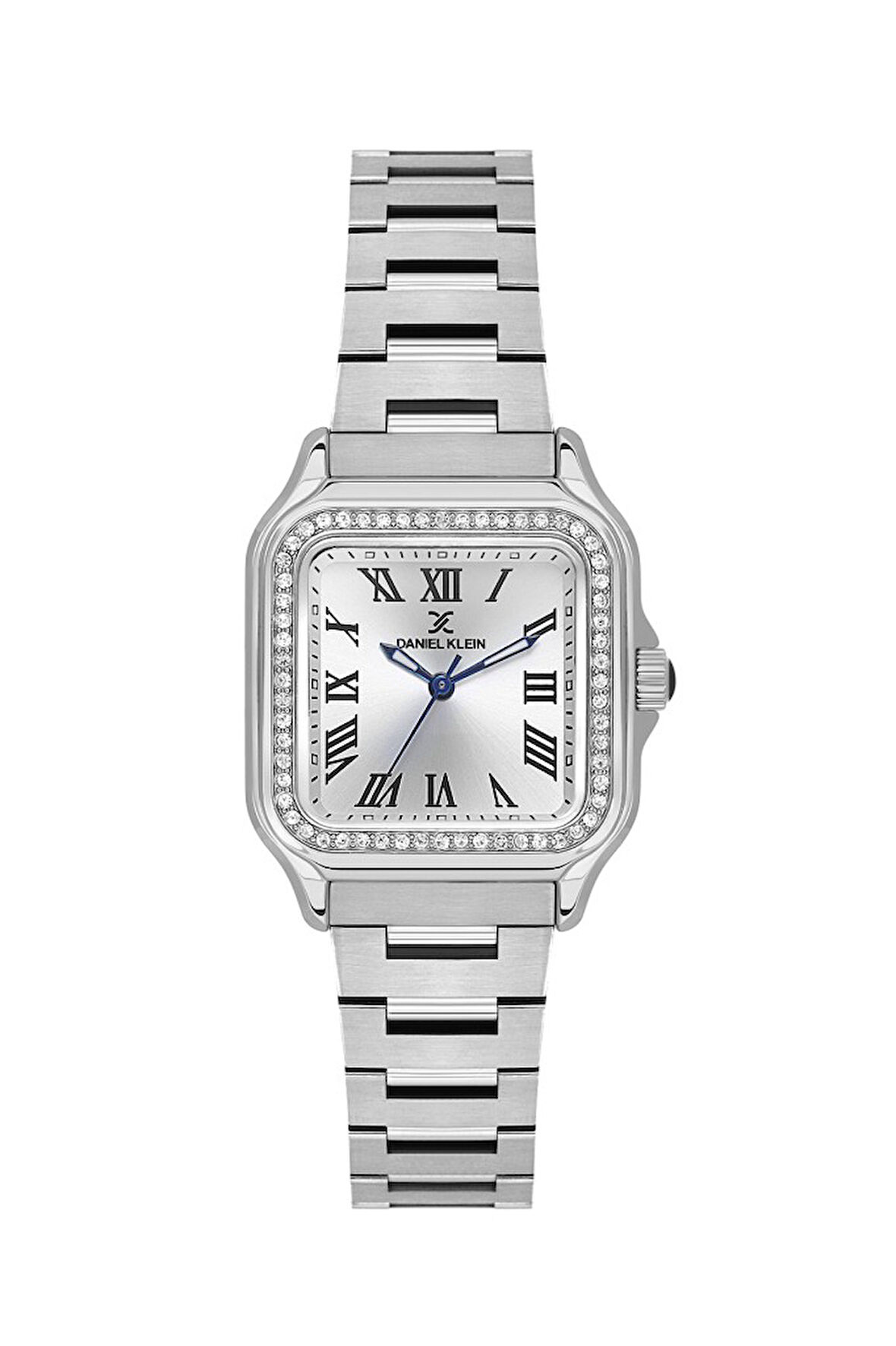 Daniel Klein DK.1.14040-1 Taşlı Tasarım Kare Kadranlı Metal Kordon Metal Kasa 3 ATM Suya Dayanıklı Metalik Renk Kadın Kol Saati