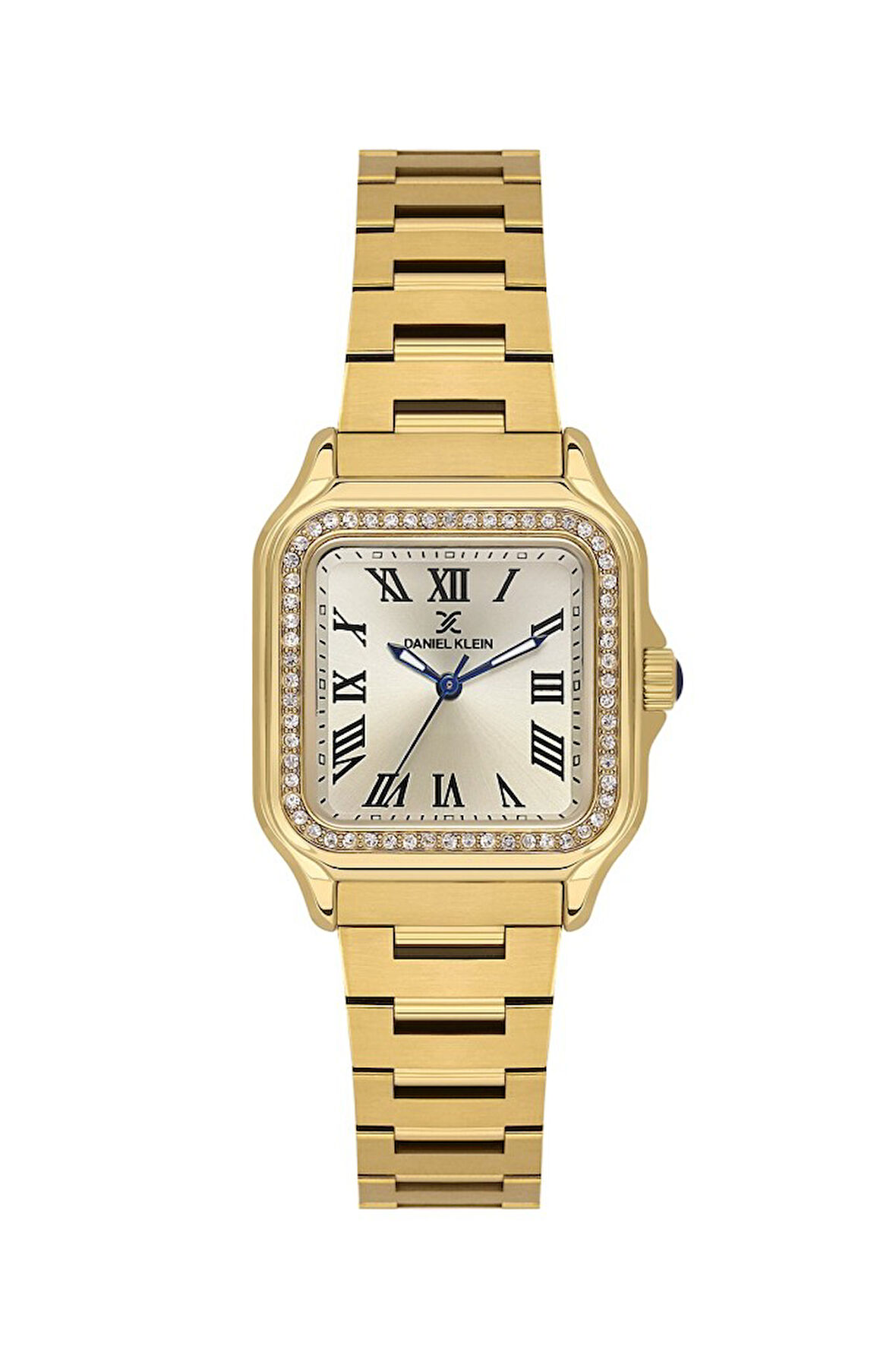Daniel Klein DK.1.14040-2 Taşlı Tasarım Kare Kadranlı Metal Kordon Metal Kasa 3 ATM Suya Dayanıklı Altın Renk Kadın Kol Saati