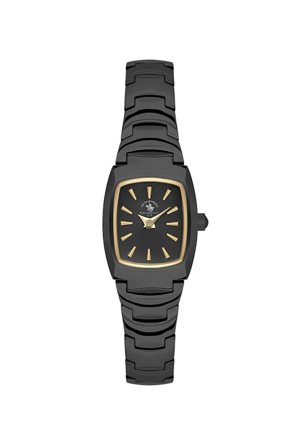 Santa Barbara Polo Racquet Club SB.1.10639-6 Dikdörtgen Kadran Çelik Kordon Çelik Kasa 5 ATM Suya Dayanıklı Siyah Renk Kadın Kol Saati