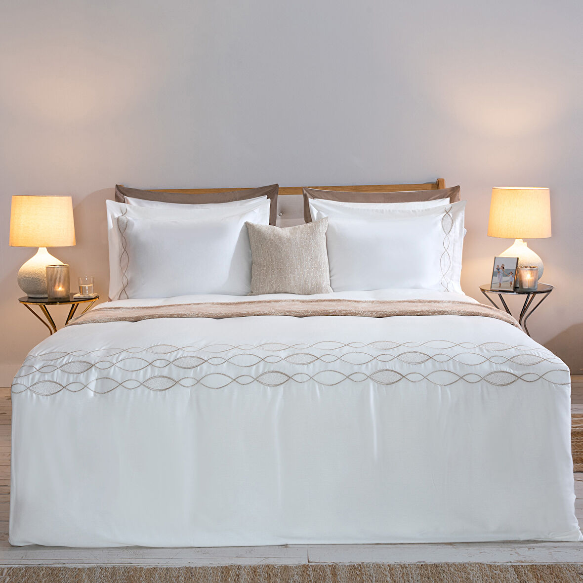 Camino Ekstra Çift Kişilik Nevresim Seti 230x220 cm  Ekru