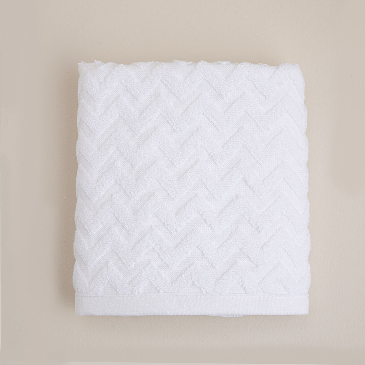 Zigzag Yüz Havlusu 50x70 cm Beyaz/Beyaz