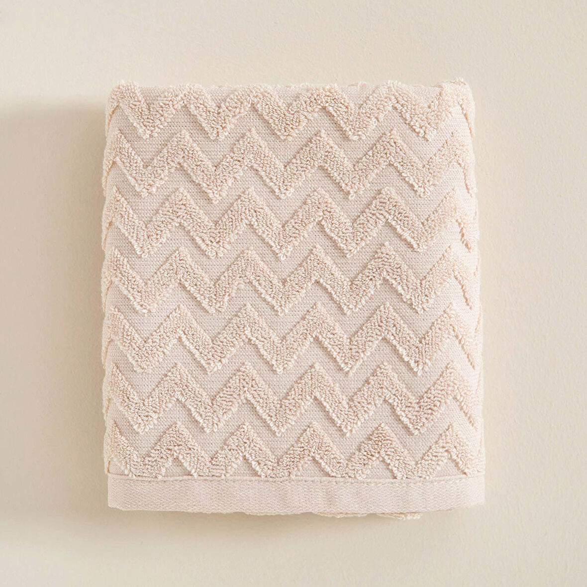 Zigzag Yüz Havlusu 50x70 cm Ekru/Bej
