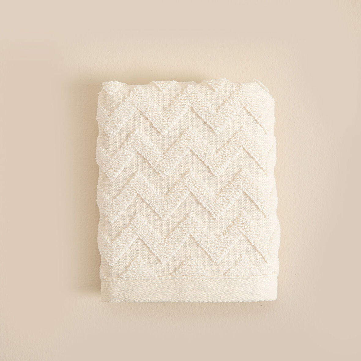 Zigzag El Havlusu 30x40 cm Ekru/Ekru