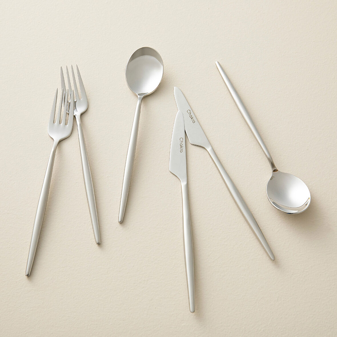 Elina 18 Parça Tatlı Çatal Kaşık Bıçak Seti Yarı Mat Gümüş