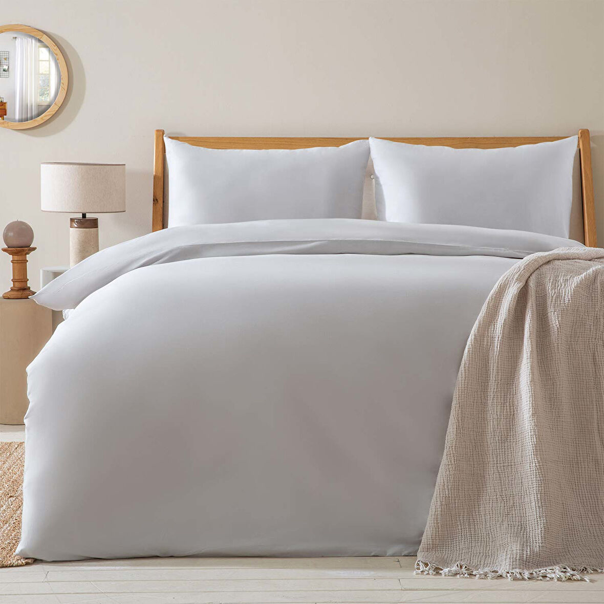 Alana Nevresim Seti King Size 230x220 cm Soğuk Gri