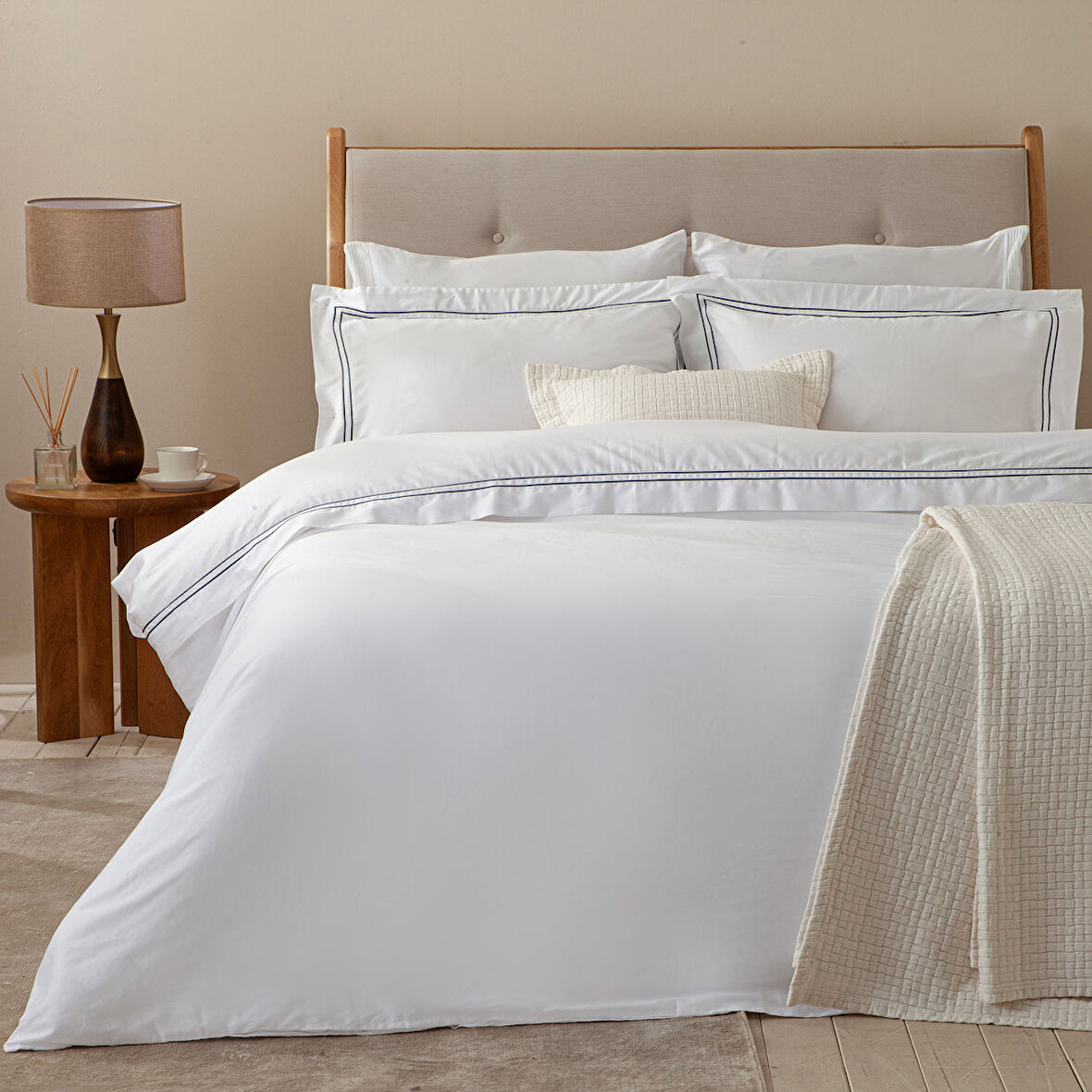 Glad Nevresim Seti 230x220 cm Beyaz/Mavi