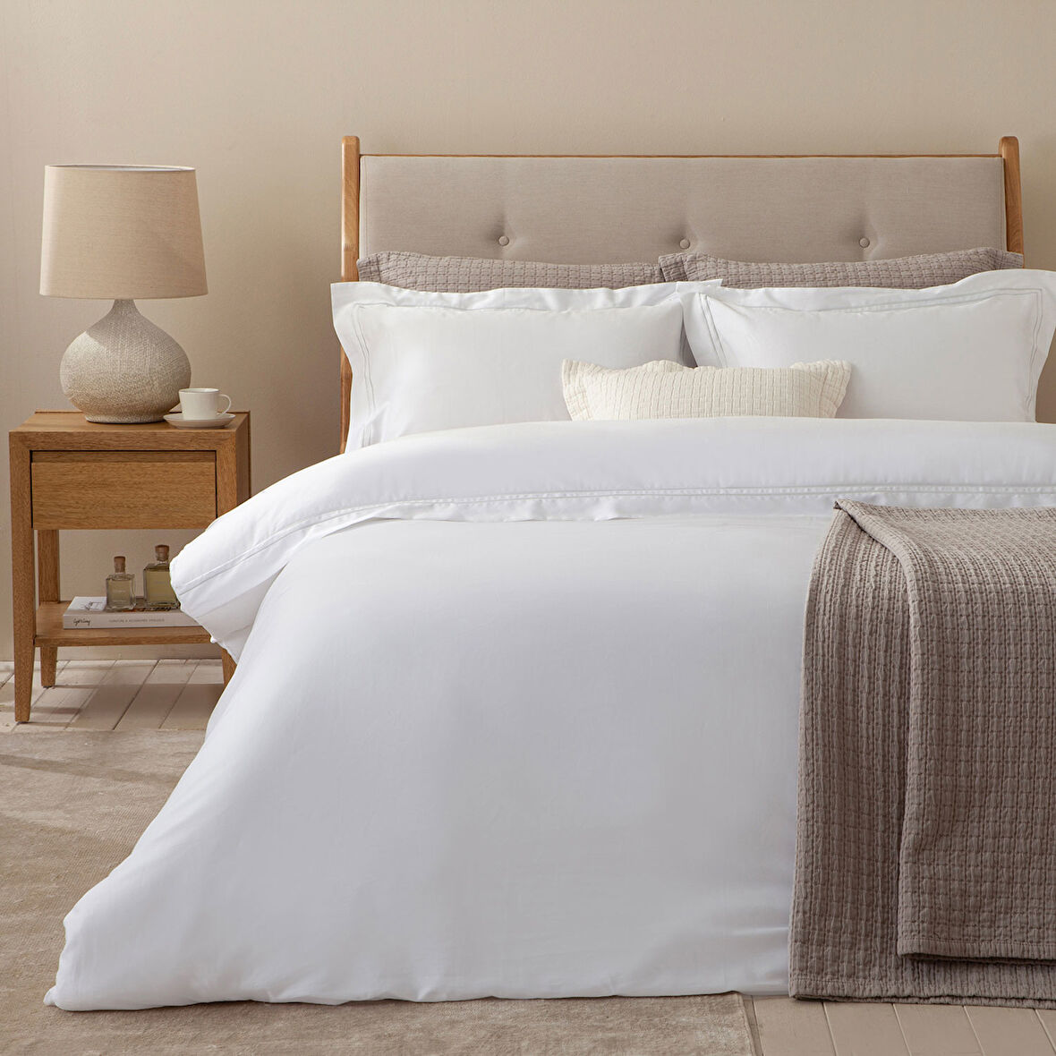 Glad Nevresim Seti 200x220 cm BEYAZ/SOGUK GRI