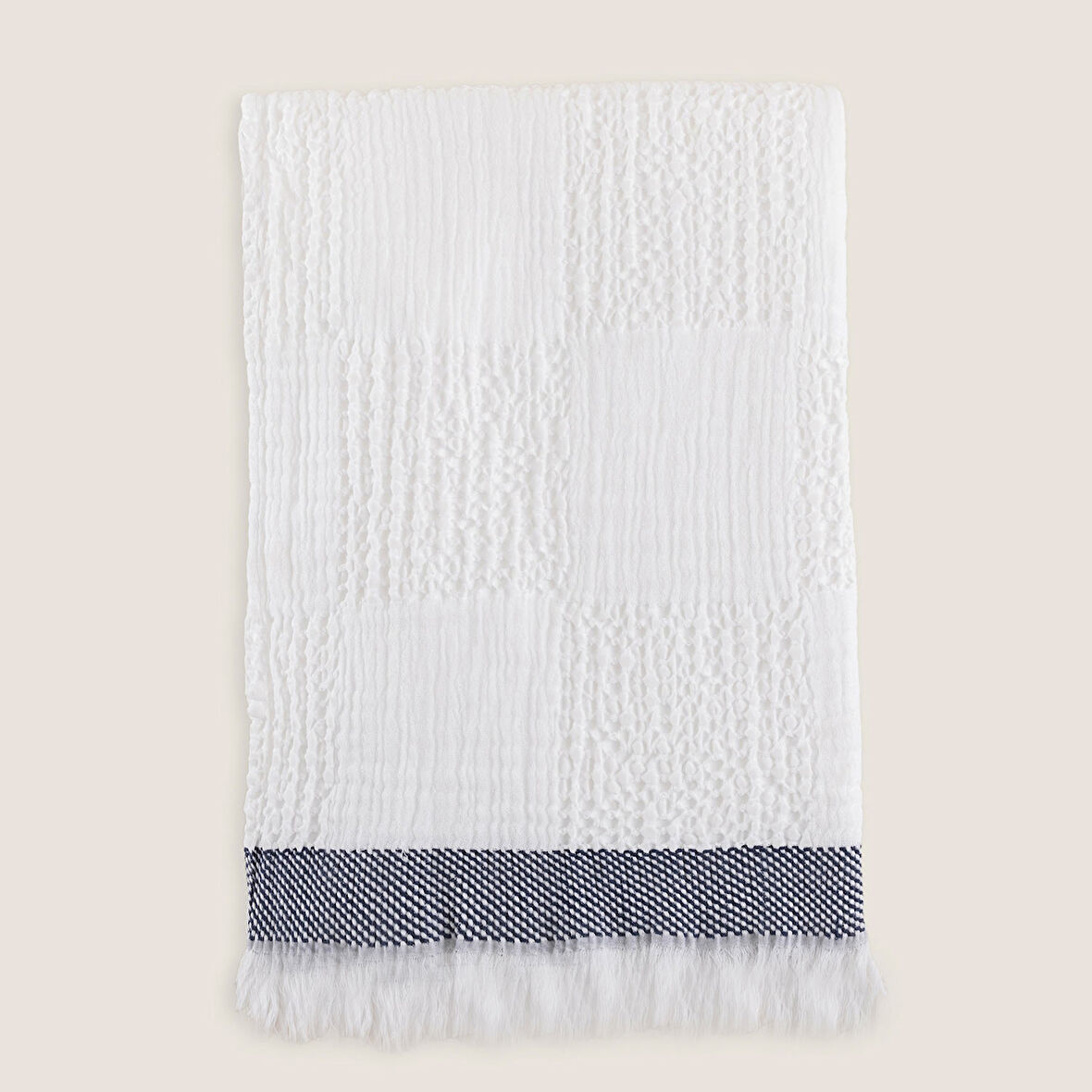 Olıver Koltuk Şalı Beyaz/Mavi