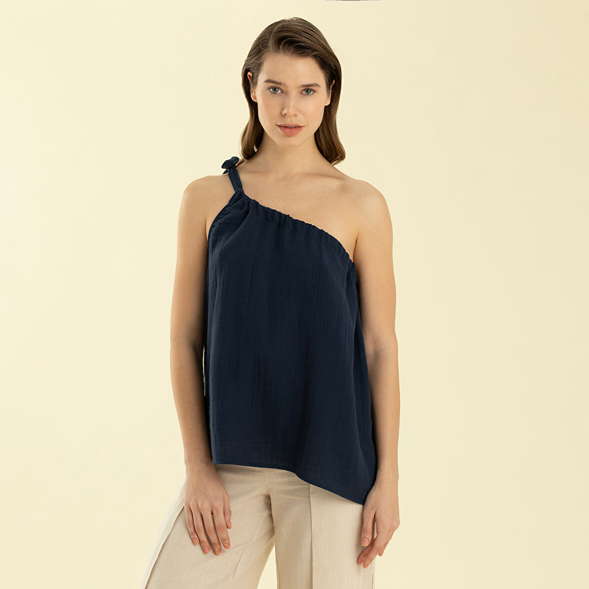 Volumınoso Top Marin Mavi