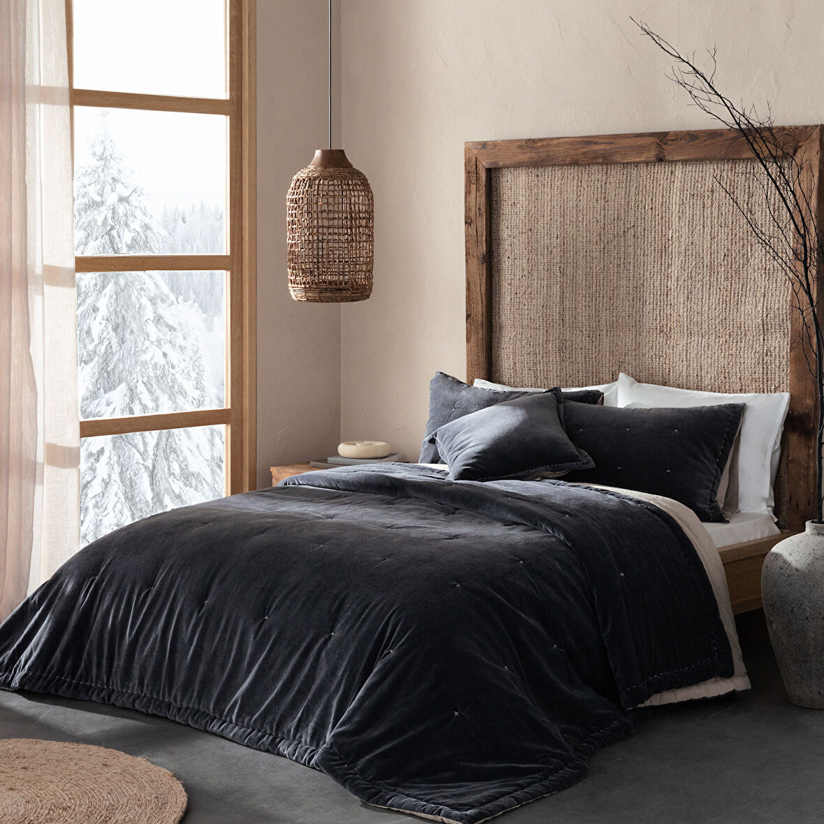 Demıas Yatak Örtüsü Seti Çift Kişilik Gri