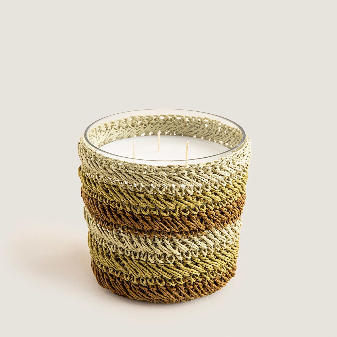 Boho Tropic Tığ İşi Kokulu Mum 12x13 cm Yeşil