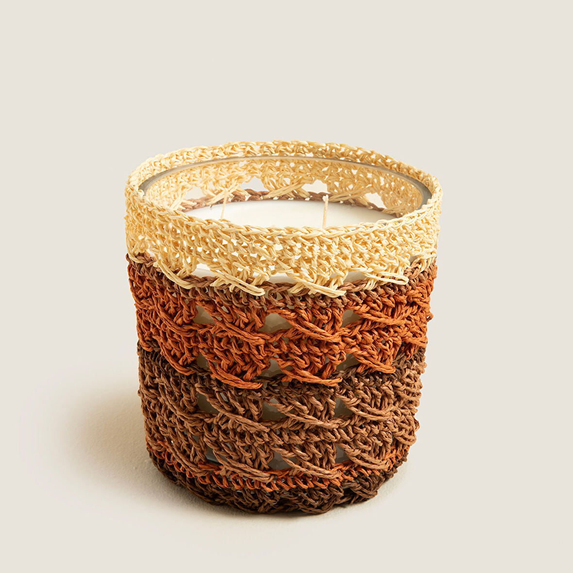 Boho Chic Tığ İşi Kokulu Mum 12x13 cm Natural