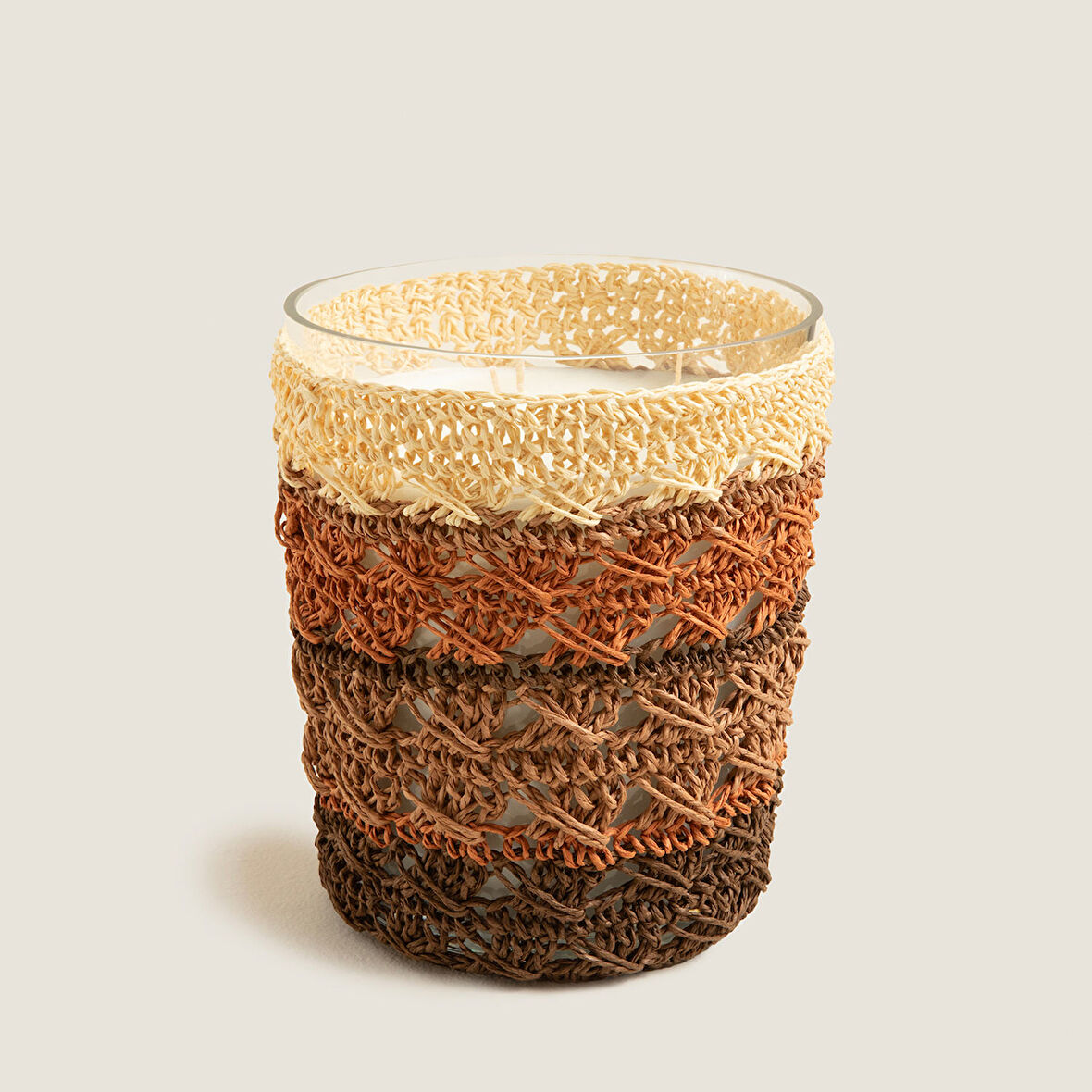 Boho Chic Tığ İşi Kokulu Mum 14x17 cm Natural